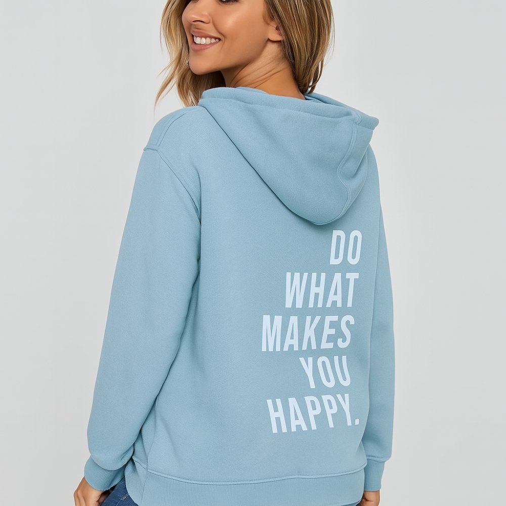 Sweat à capuche avec impression dans le dos – Mélange de coton – Stylé et confortable