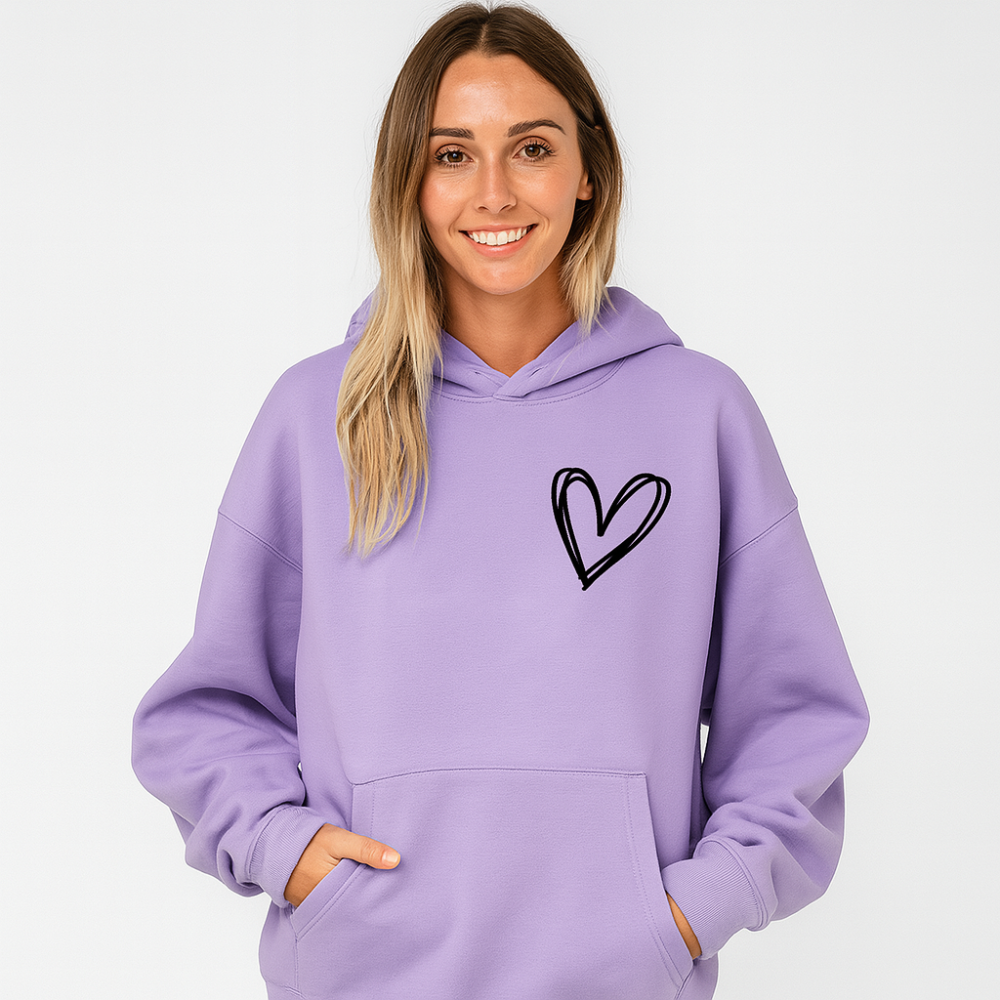 Sweat à capuche avec motif cœur – Mélange de coton doux – Élégant et confortable