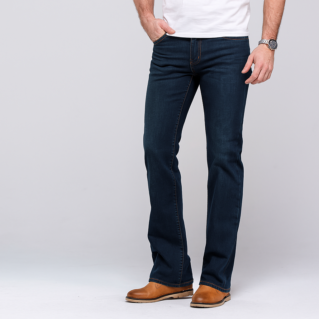4Legend - Jean droit stretch pour hommes – taille moyenne, lavage clair, coupe décontractée pour toutes les saisons