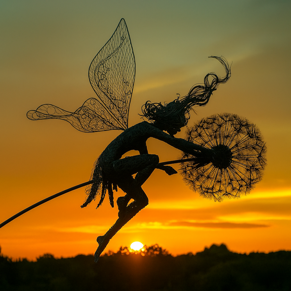 Sculpture de fée sur fil de fer - Décoration enchanteresse pour la maison et le jardin