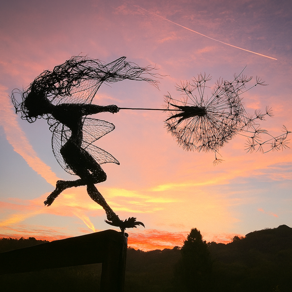 Sculpture de fée sur fil de fer - Décoration enchanteresse pour la maison et le jardin