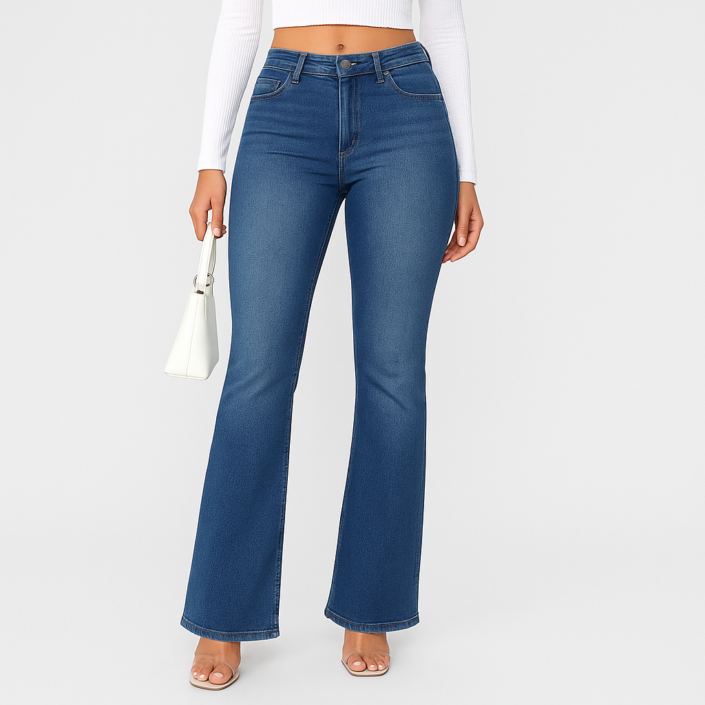 Louisa – Jean slim pour femme à taille haute – Style préppy vintage