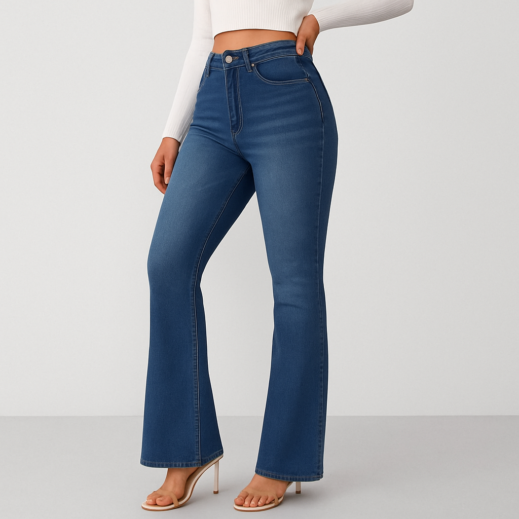 Louisa – Jean slim pour femme à taille haute – Style préppy vintage