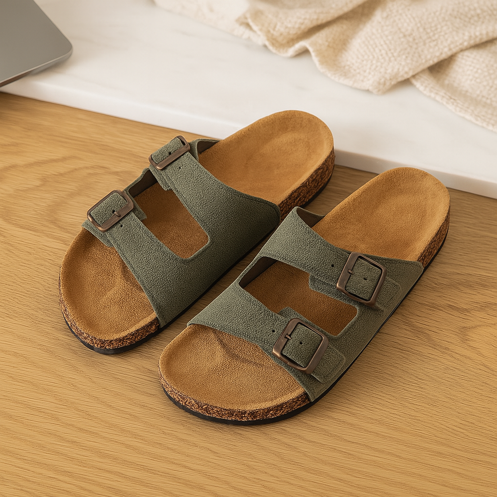 Sandales pour hommes au style rétro – Design à double boucle réglable pour un confort décontracté