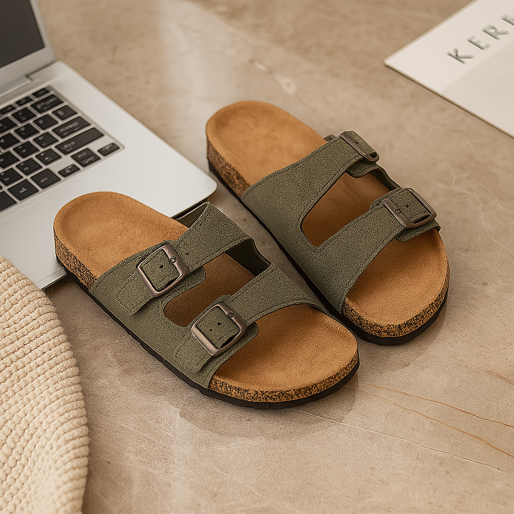 Sandales pour hommes au style rétro – Design à double boucle réglable pour un confort décontracté