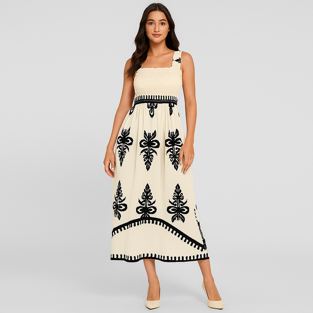 Robe d'été midi – coupe décontractée avec ceinture assortie