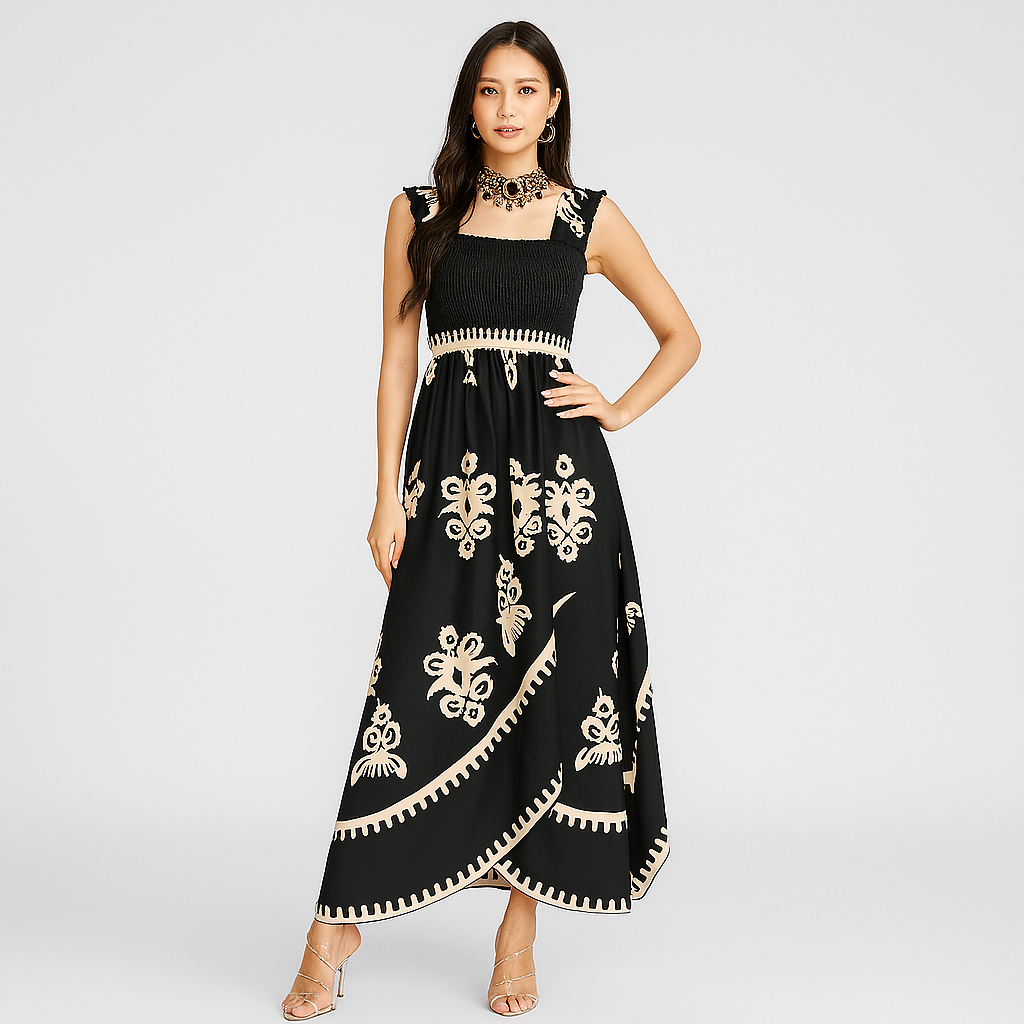 Robe d'été midi – coupe décontractée avec ceinture assortie