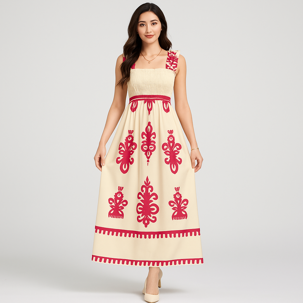 Robe d'été midi – coupe décontractée avec ceinture assortie