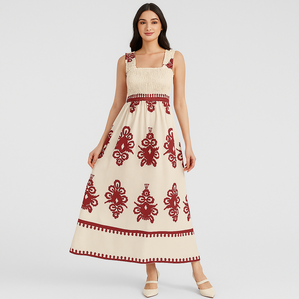 Robe d'été midi – coupe décontractée avec ceinture assortie