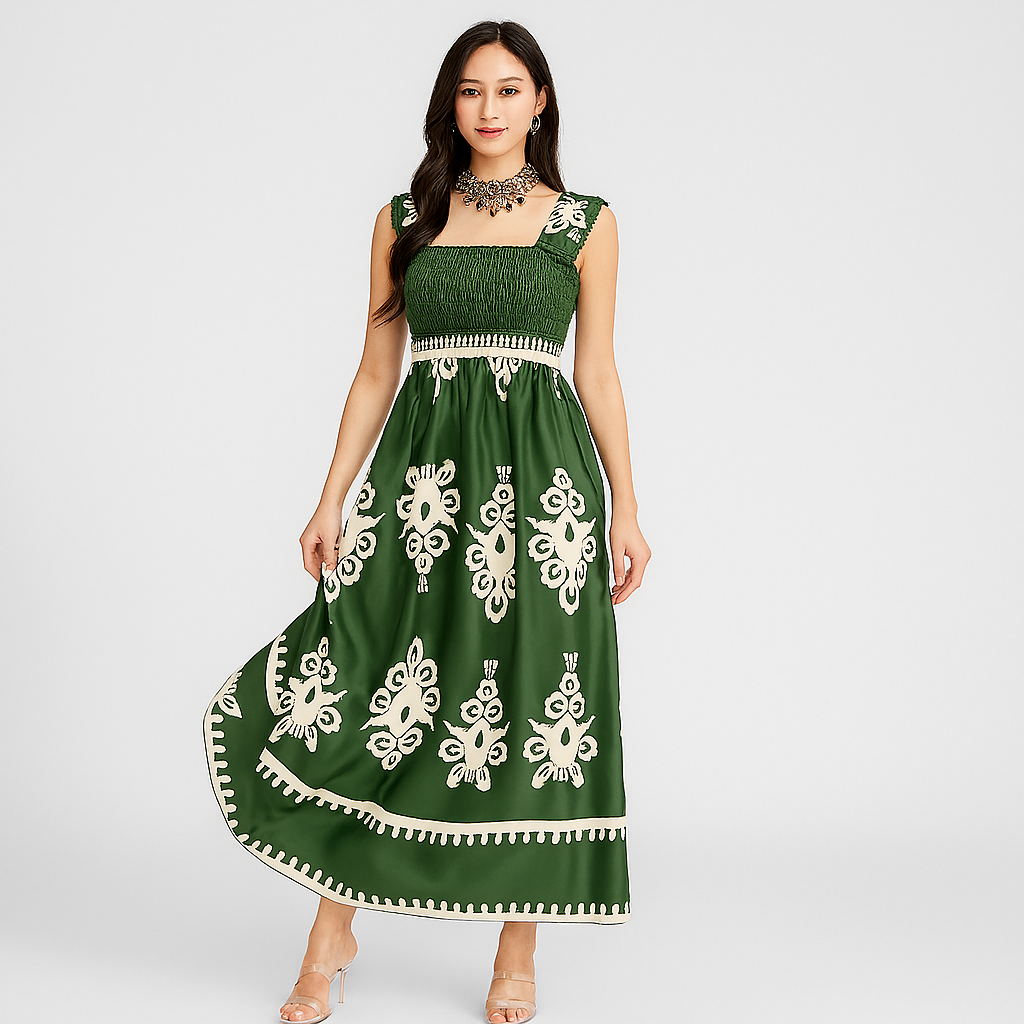 Robe d'été midi – coupe décontractée avec ceinture assortie