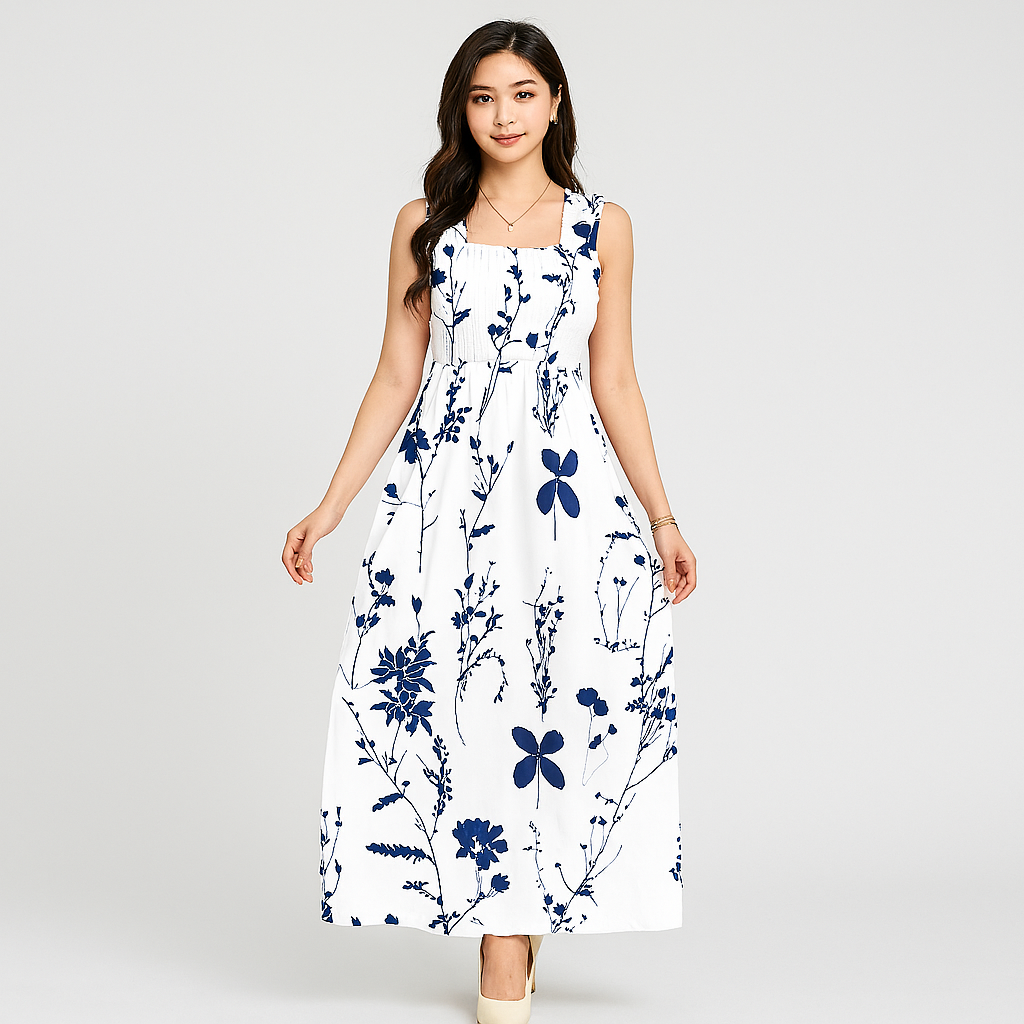 Robe d'été midi – coupe décontractée avec ceinture assortie