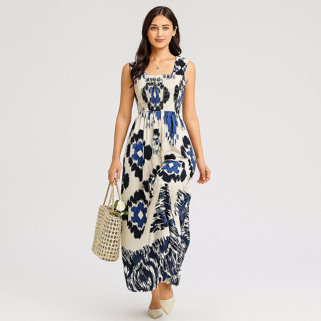 Robe d'été midi – coupe décontractée avec ceinture assortie