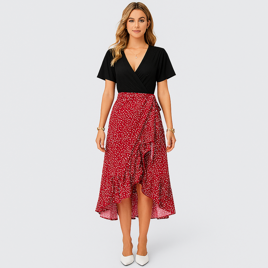 Robe midi – Coupe décontractée avec de subtiles détails floraux