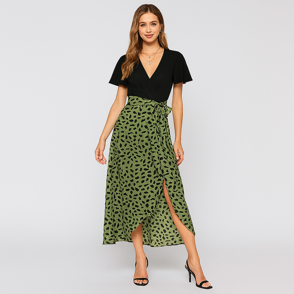 Robe midi – Coupe décontractée avec de subtiles détails floraux