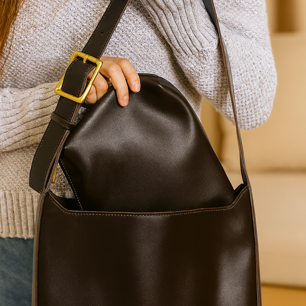 Sac à bandoulière en cuir vegan avec pochette amovible