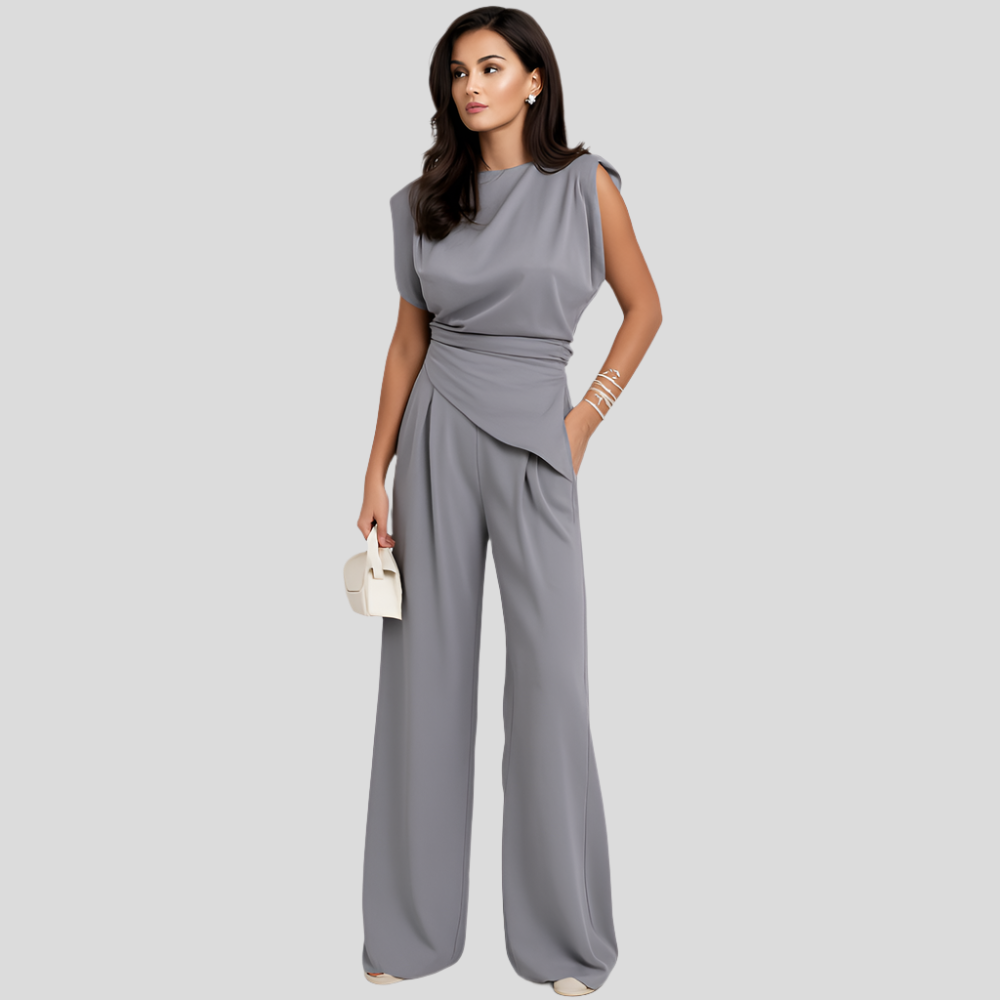 FlowEase - Haut asymétrique coupe décontractée et pantalon large