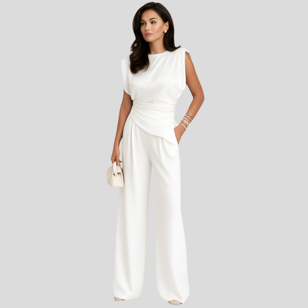 FlowEase - Haut asymétrique coupe décontractée et pantalon large