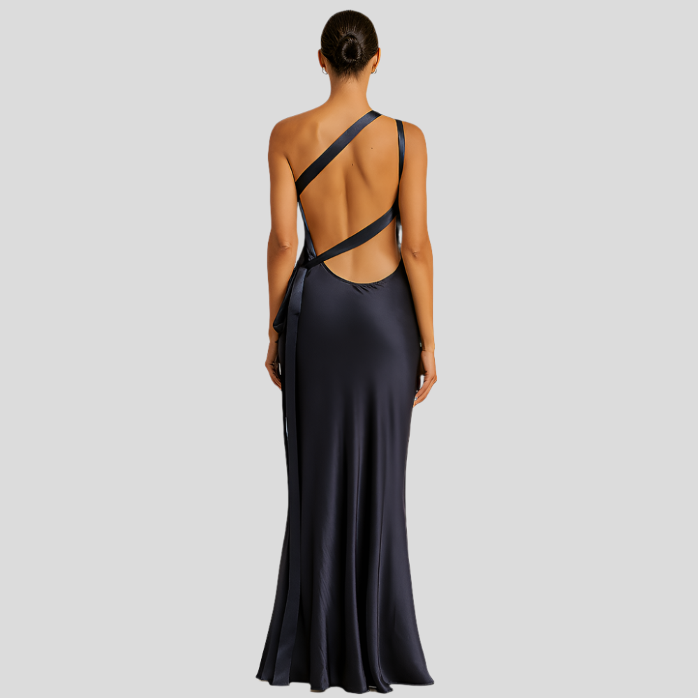 GalaGlide - Robe maximaliste à une épaule et dos ouvert