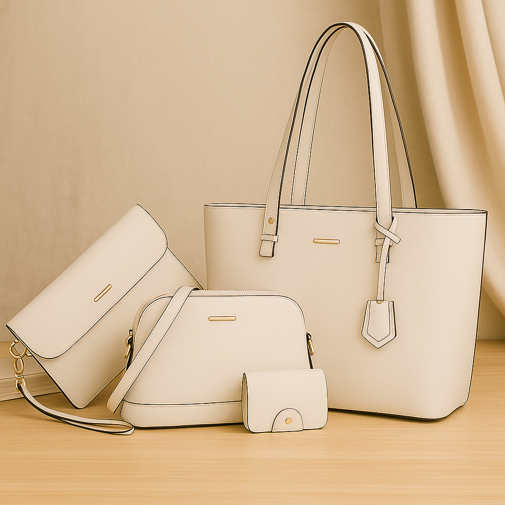 Ensemble de 4 sacs - Fourre-tout, bandoulière, pochette et porte-cartes
