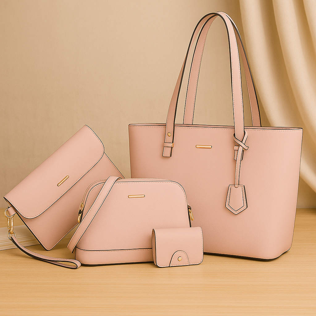 Ensemble de 4 sacs - Fourre-tout, bandoulière, pochette et porte-cartes