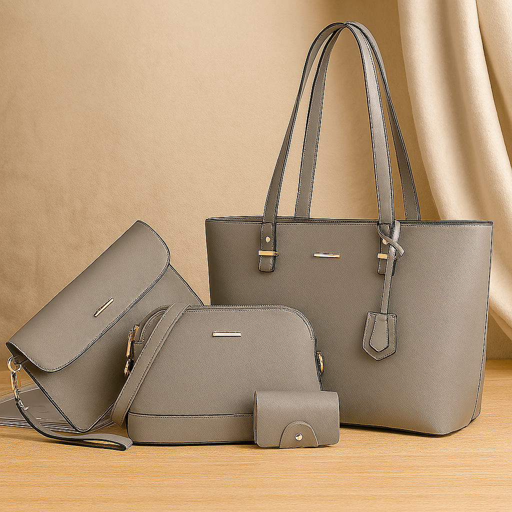 Ensemble de 4 sacs - Fourre-tout, bandoulière, pochette et porte-cartes