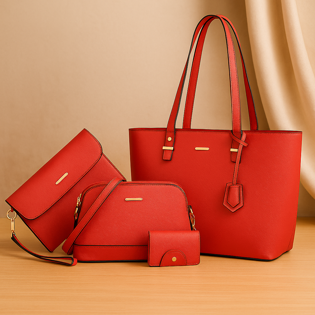 Ensemble de 4 sacs - Fourre-tout, bandoulière, pochette et porte-cartes