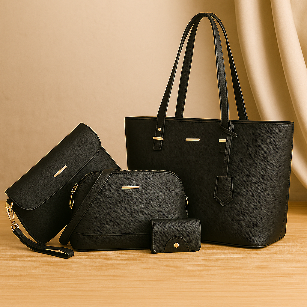 Ensemble de 4 sacs - Fourre-tout, bandoulière, pochette et porte-cartes