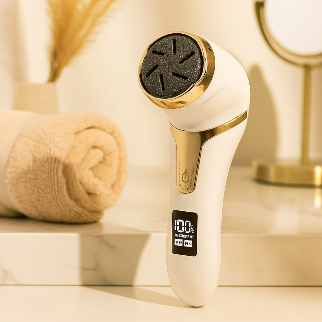 Dispositif rechargeable pour le soin des pieds – Exfoliant électrique portable pour les callosités & kit de pédicure pour des pieds lisses