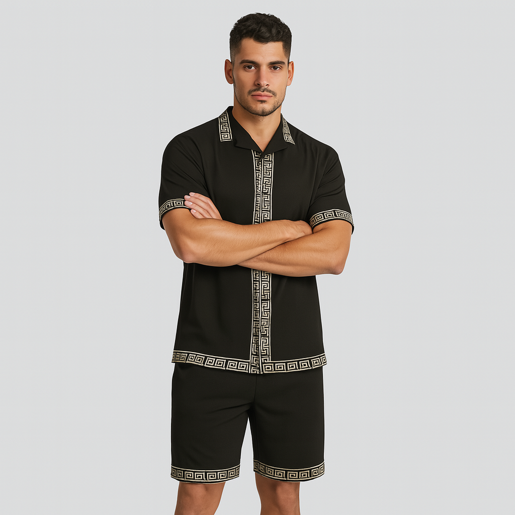 Tenue d'été décontractée pour hommes – chemise à revers et short à taille élastique
