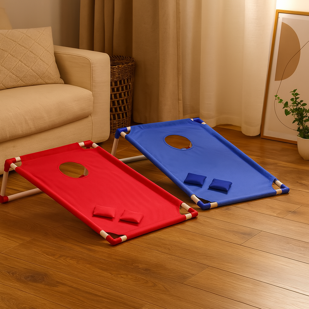 Jeu de lancer de sacs de haricots pliable – Jeu de billard en plein air avec 6 sacs de haricots pour enfants et adultes