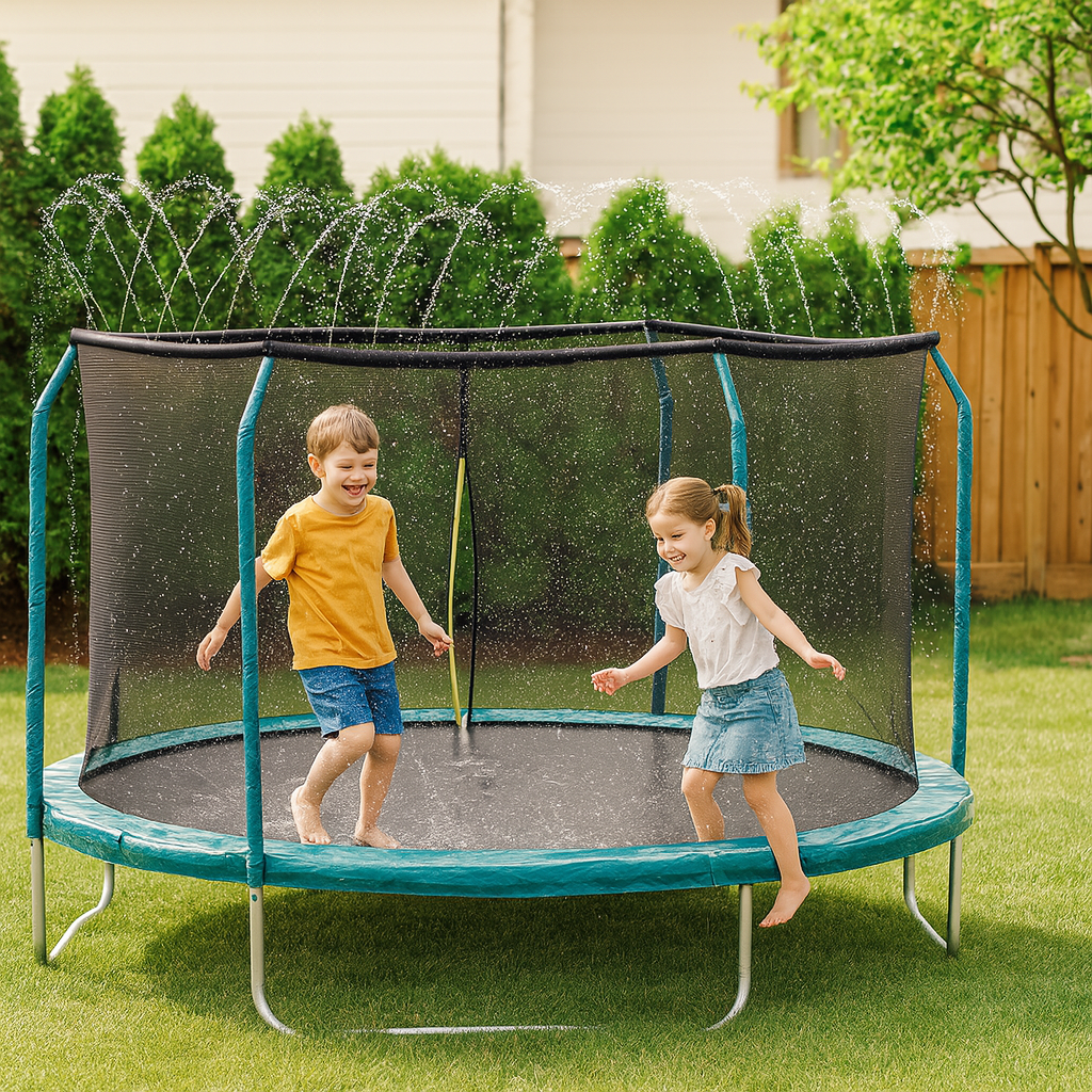 Système d'arrosage universel pour trampoline – Tuyau en PVC noir avec pulvérisateurs pour le rafraîchissement en plein air et le jeu dans le jardin