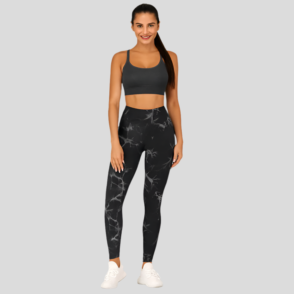 Leggings de yoga élégants en marbre batik – Vêtements de sport stylés et athlétiques pour femmes