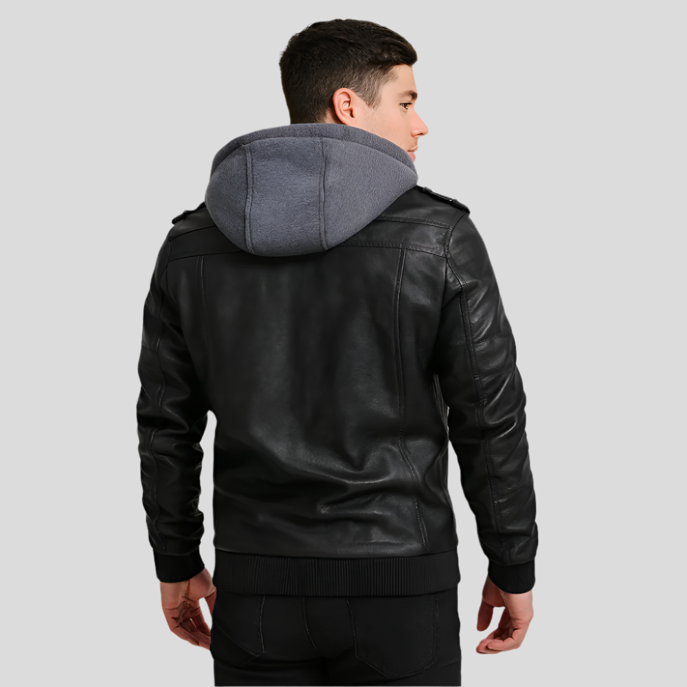 Damon Veste en PU pour hommes – Manteau urbain avec capuche et de nombreux poches