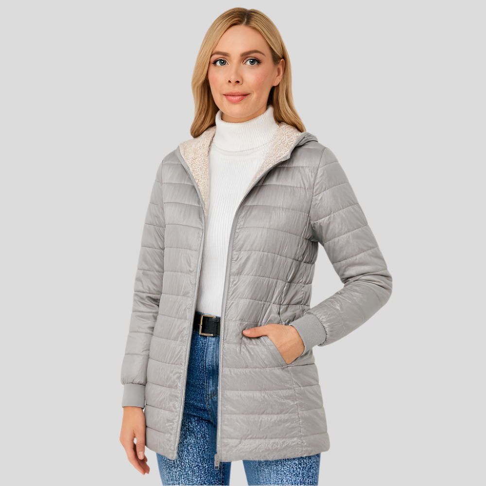 Manteau d'hiver Norah avec doublure en fleece – avec capuche et ultra confortable
