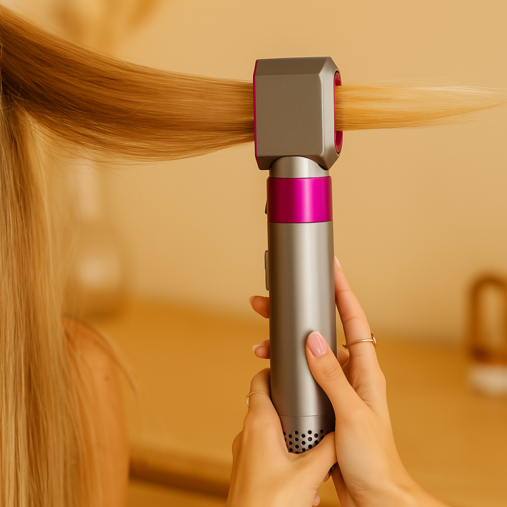 Brosse ronde chauffante AeroFlow – Sèche-cheveux et lisseur 2 en 1 avec réglages réglables