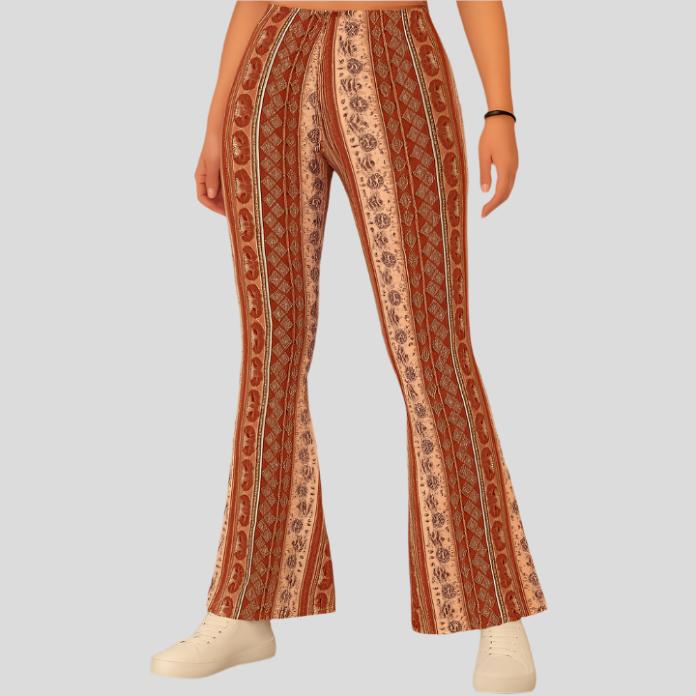 Chelsea – Pantalon large bohème pour femmes – Imprimé intégral, Coupe étroite