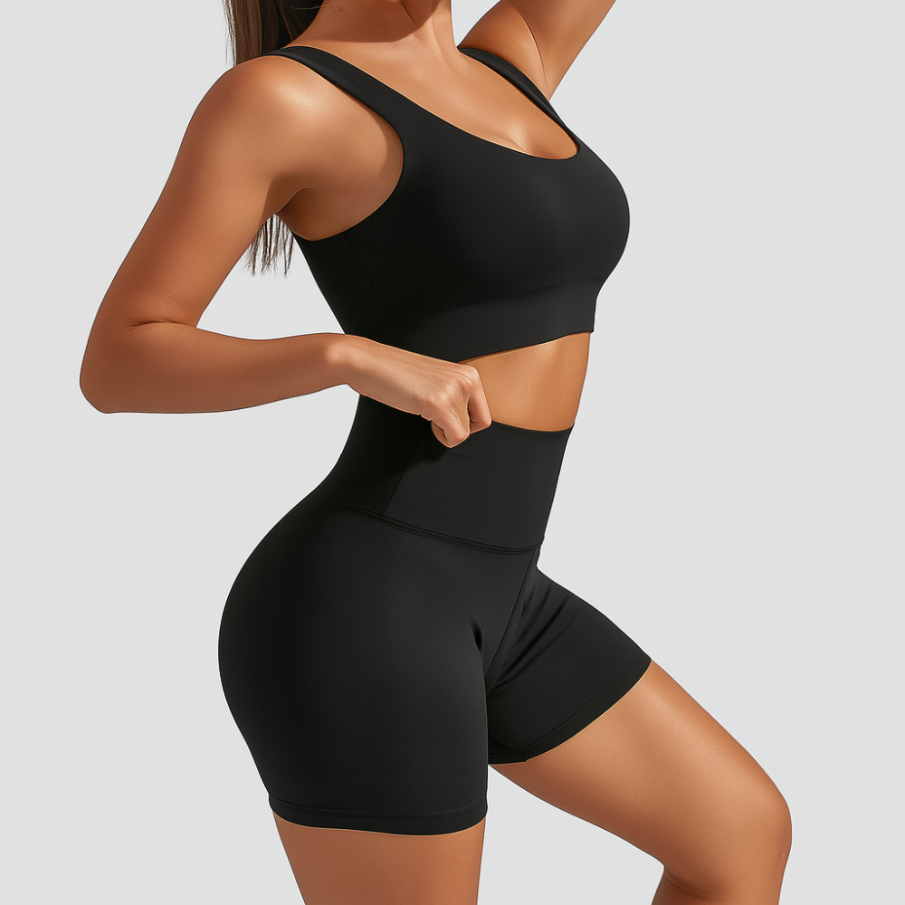 Ensemble de yoga et pilates pour femmes sans couture à rayures – Tenue de sport avec soutien-gorge de sport et leggings