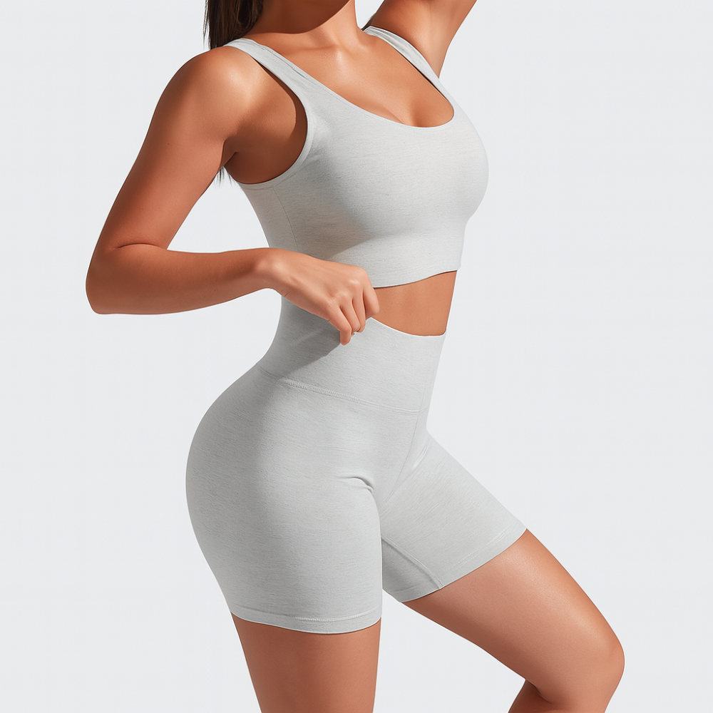 Ensemble de yoga et pilates pour femmes sans couture à rayures – Tenue de sport avec soutien-gorge de sport et leggings