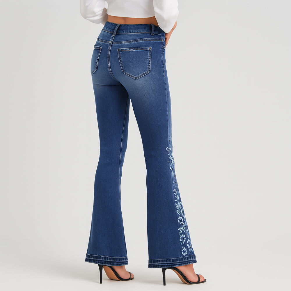 Yve – Jeans stretch pour femmes – Style décontracté à couture évasée