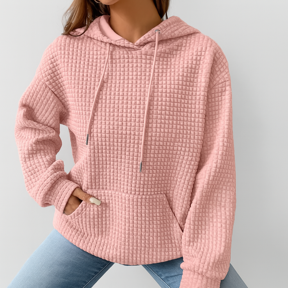 Pull à capuche grande taille – Tricot en relief avec cordon de serrage et coupe décontractée