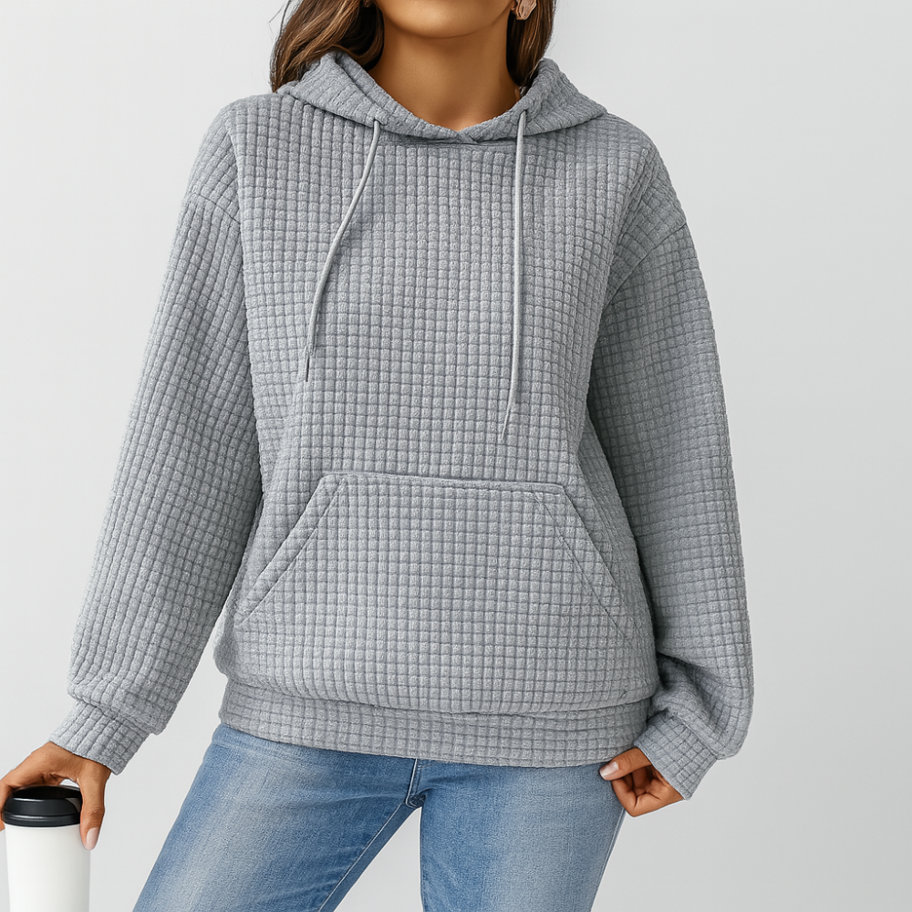Pull à capuche grande taille – Tricot en relief avec cordon de serrage et coupe décontractée