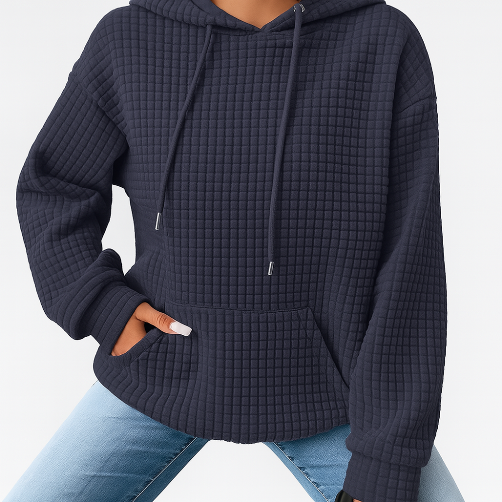 Pull à capuche grande taille – Tricot en relief avec cordon de serrage et coupe décontractée