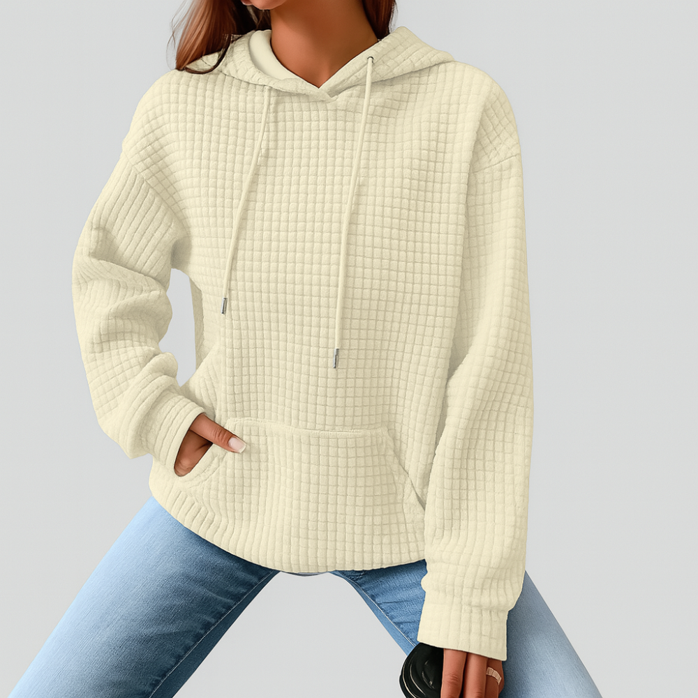 Pull à capuche grande taille – Tricot en relief avec cordon de serrage et coupe décontractée