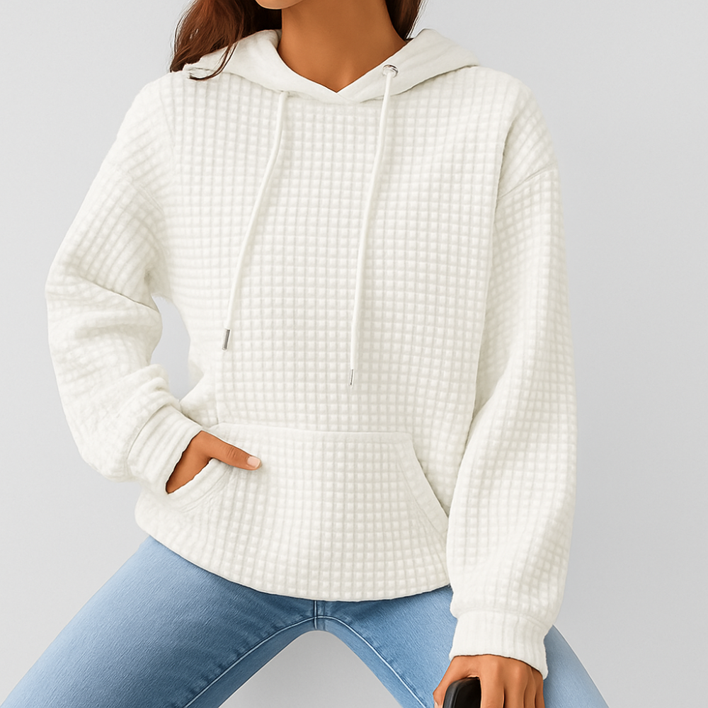 Pull à capuche grande taille – Tricot en relief avec cordon de serrage et coupe décontractée