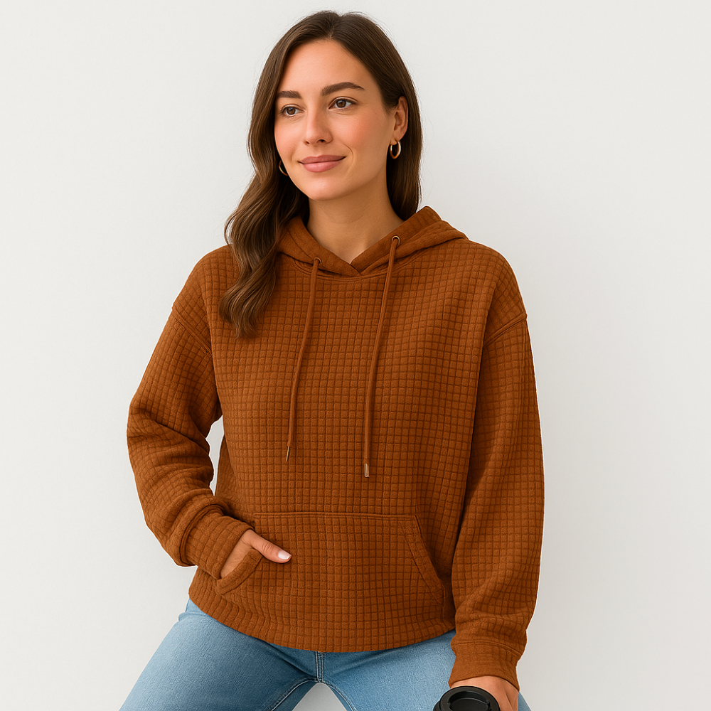 Pull à capuche grande taille – Tricot en relief avec cordon de serrage et coupe décontractée