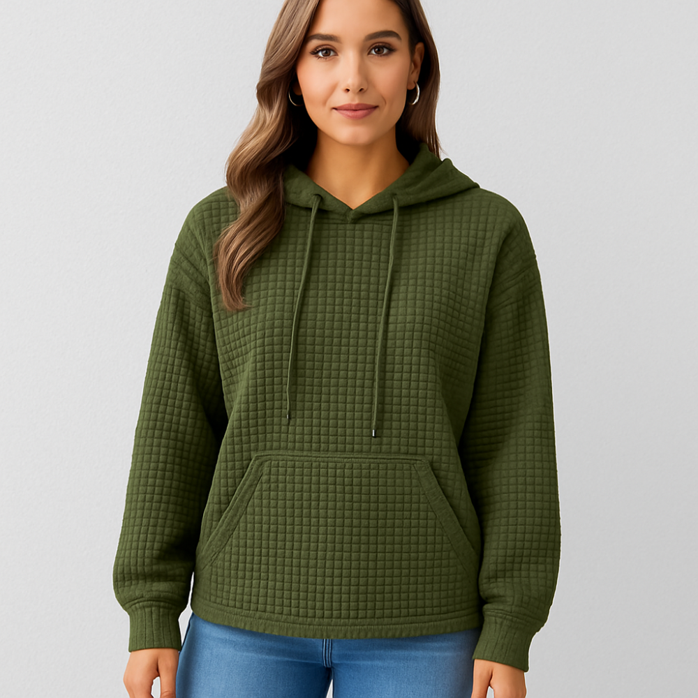 Pull à capuche grande taille – Tricot en relief avec cordon de serrage et coupe décontractée