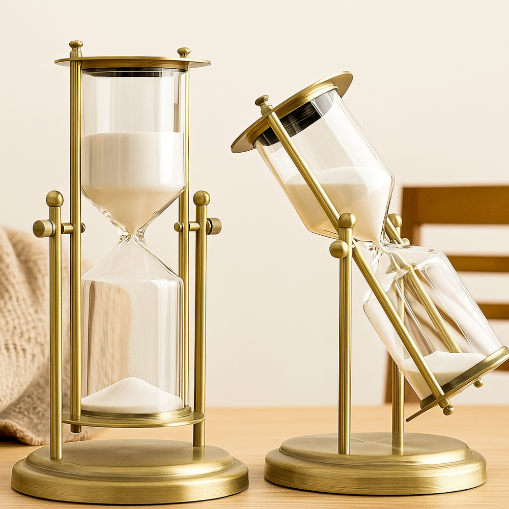 TimeMuse – Horloge en verre clair avec un flux élégant pour un aménagement de bureau productif et élégant