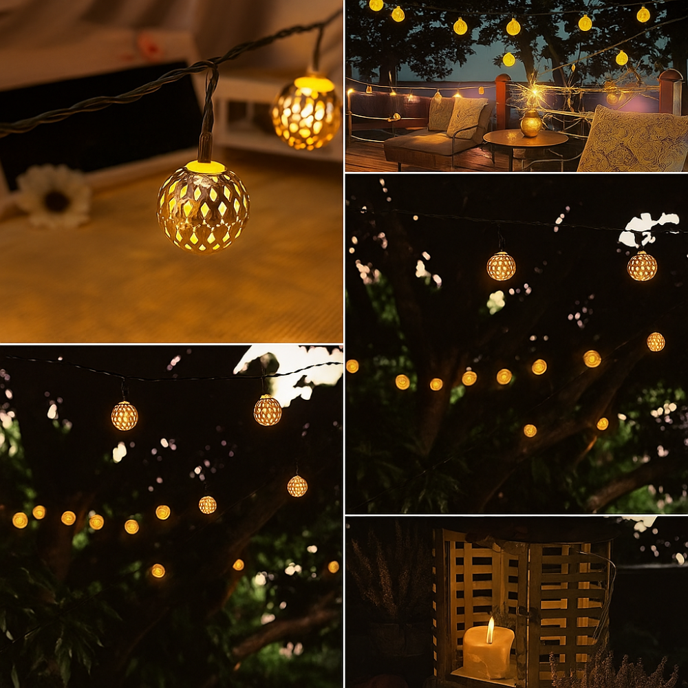 SunLuxe – Guirlandes lumineuses solaires résistantes aux intempéries pour une ambiance extérieure chaleureuse