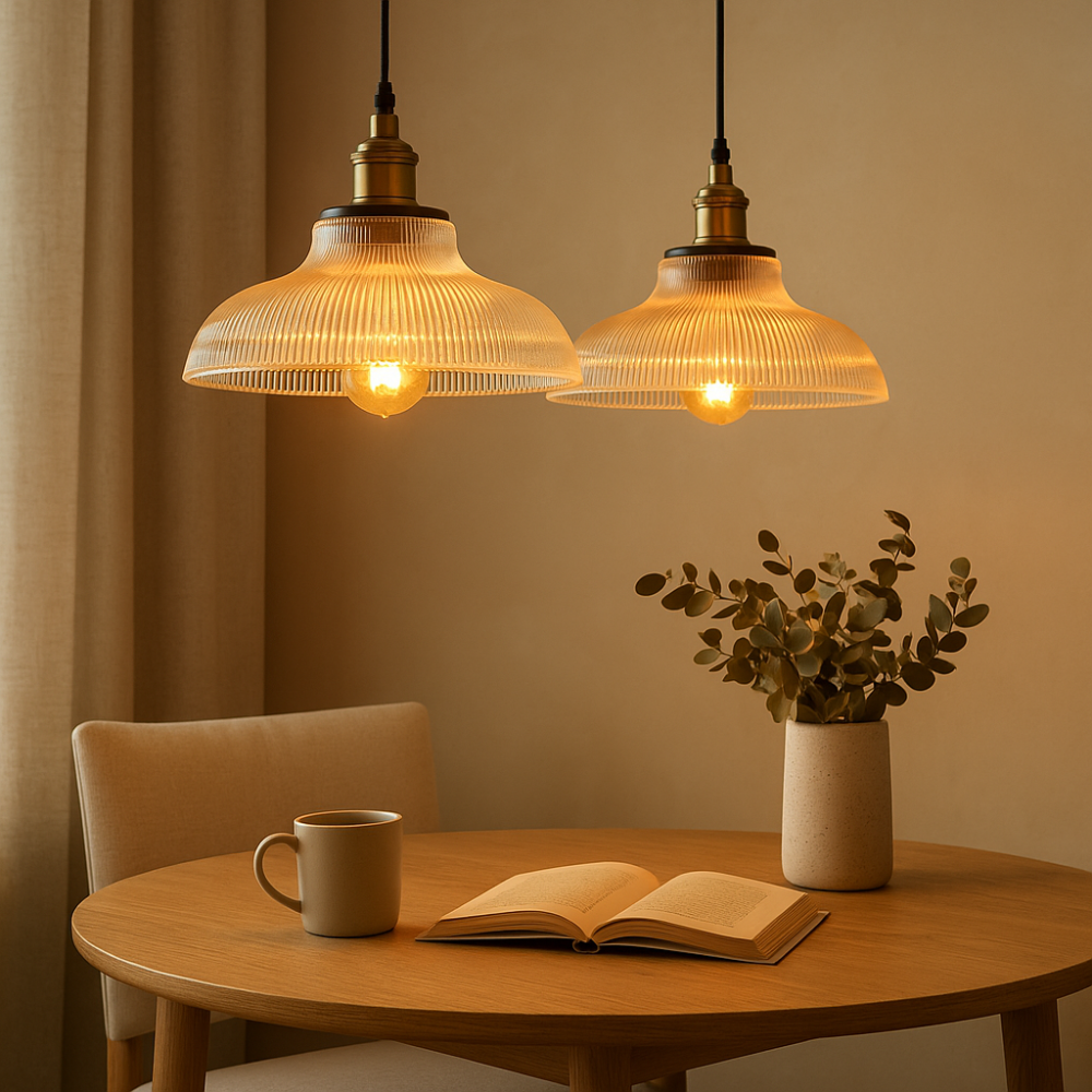 AmberGlow – Lampe suspendue en verre d'inspiration vintage pour une ambiance chaleureuse et élégante