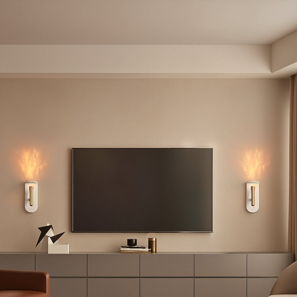 NordiFlame – Lampe murale LED nordique réglable avec effet flamme